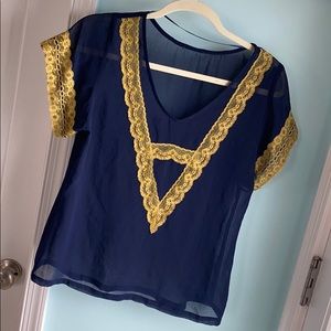 Lace trim blouse
